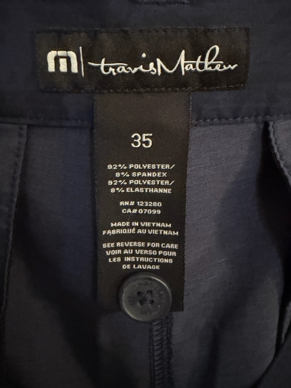 Travis Mathew Men's Navy Chino Shorts Polyester Button Pockets Flat Front Summer - Picture 4 of 4